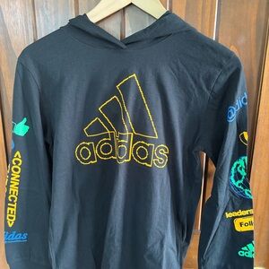 Adidas Kids Black long sleeve tee with a hood